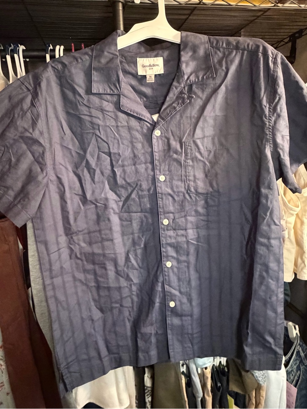 Men’s Goodfellow & Co Short-Sleeve Button-Down Shirt - Dark Blue Size Medium NWT